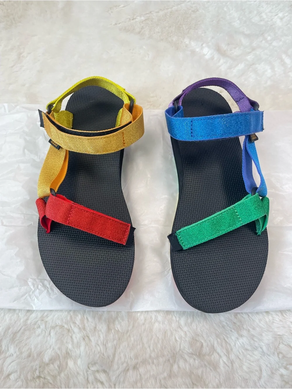 Teva Women's Rainbow Strap Sport Sandals - Red Yellow Green Blue Purple